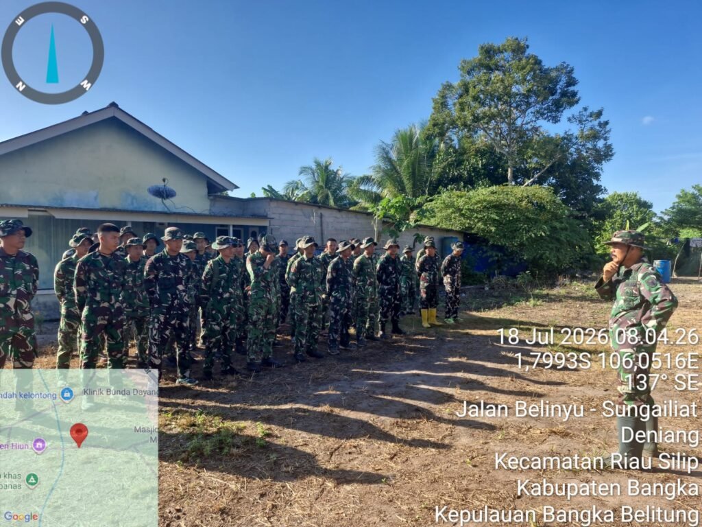 Satgas TMMD 129 Kodim 0413/Bangka Lakukan Apel Pagi Rutin di Titik Sasaran ​